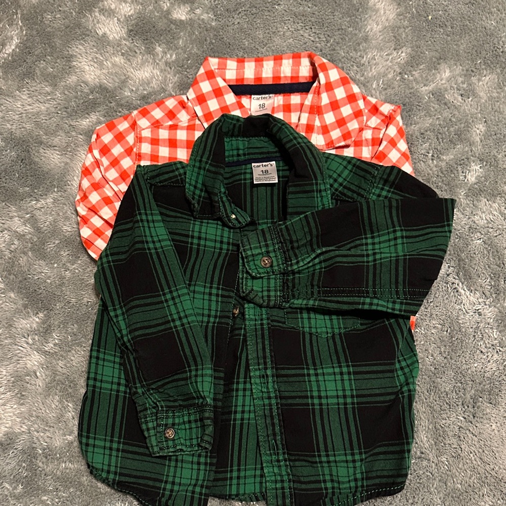 Carter's Red and Green Plaid Button Down Shirts